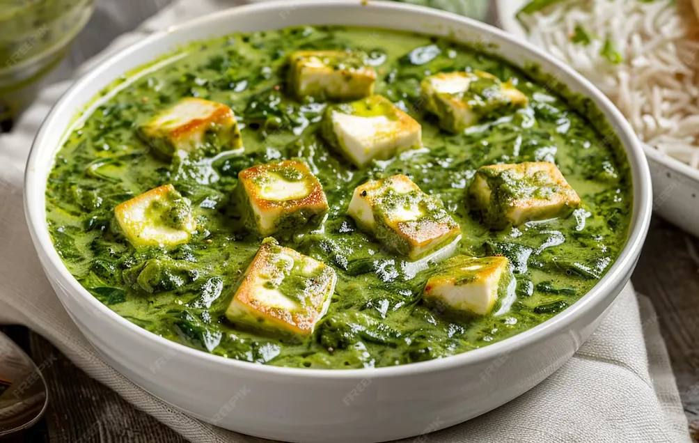 Palak Paneer — vegetarian Indian spinach and cottage cheese curry at Indian Authentic Cuisine, Canmore, AB